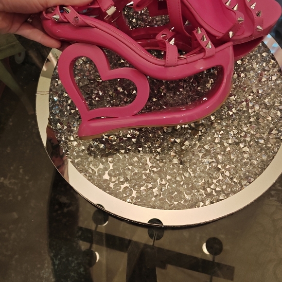 Pink Studded Women's Platform Sandals - Picture 7 of 8